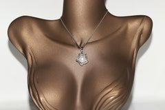 Ciondolo in oro 18k con diamanti naturali taglio baguette e perle, vintage, anni '90 circa.