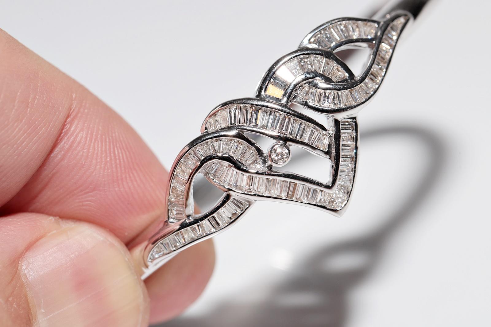 Armreif aus 18 Karat Gold mit natürlichem Diamanten im Baguetteschliff, Vintage, ca. 1990er Jahre im Angebot 12