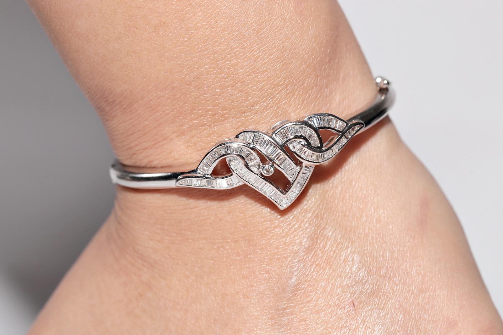 Armreif aus 18 Karat Gold mit natürlichem Diamanten im Baguetteschliff, Vintage, ca. 1990er Jahre im Angebot 14