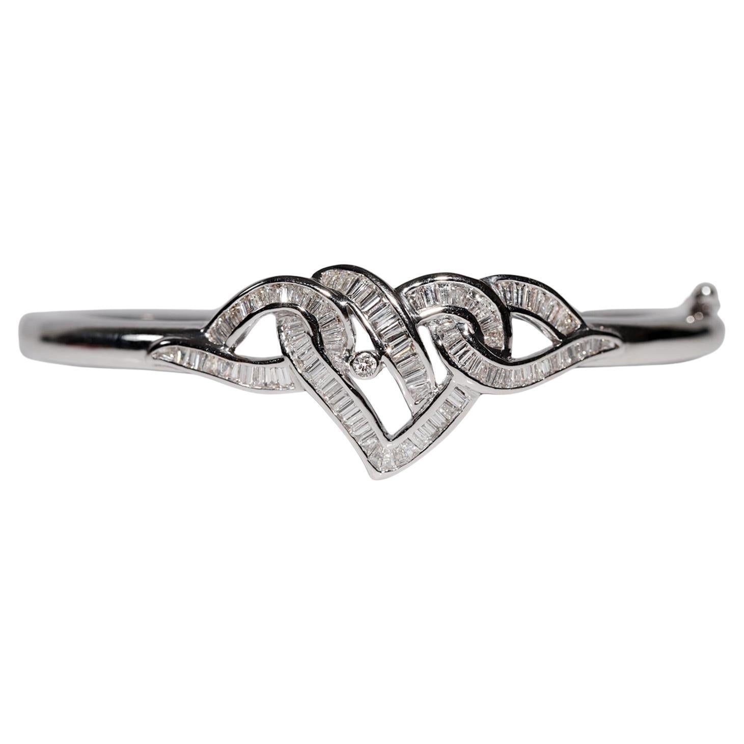 Armreif aus 18 Karat Gold mit natürlichem Diamanten im Baguetteschliff, Vintage, ca. 1990er Jahre im Angebot