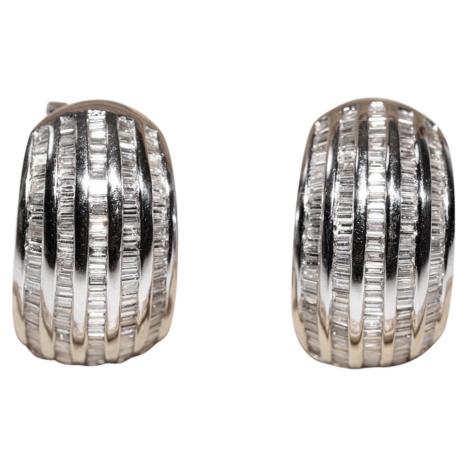 Vintage CIRCA 1990er Jahre 18k Gold natürlichen Baguetteschliff Diamant dekoriert Ohrring