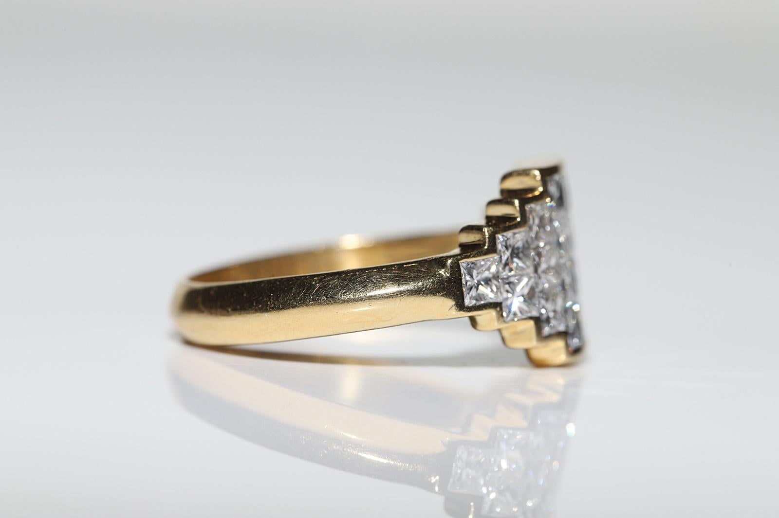 Vintage Circa 1990s 18k Gold Natural Baguette Cut Diamond Decorated Ring For Sale 1