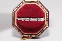 Vintage Circa 1990s 18k Gold Natural Brilliant Cut Diamond And Baguette Cut Ring