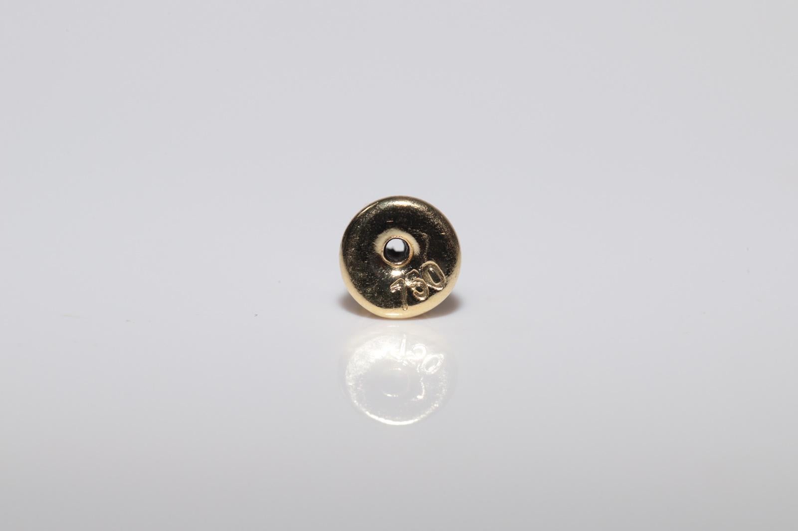 Vintage Circa 1990s 18k Gold Natural Cabochon Cut Sapphire  Stud Earring For Sale 5