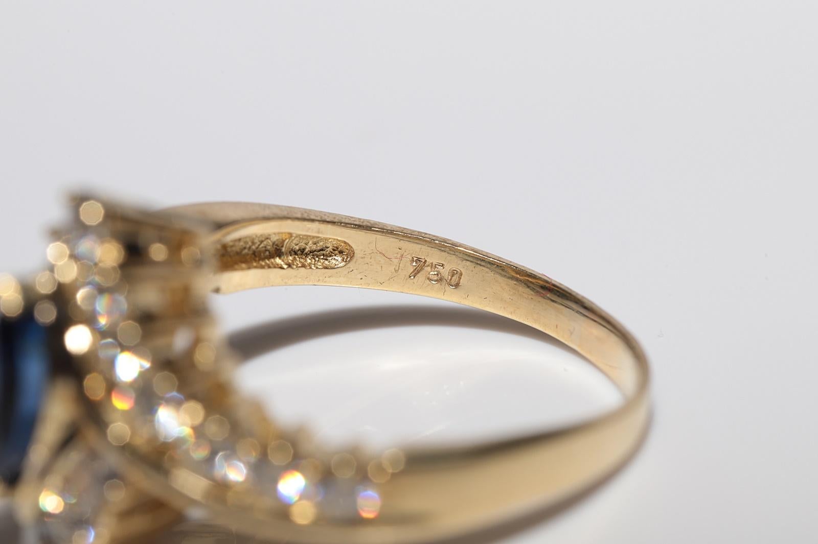 Vintage Circa 1990er Jahre 18k Gold natürlicher Daimond Marquise-Saphir Navette-Ring mit Marquise-Schliff im Angebot 4