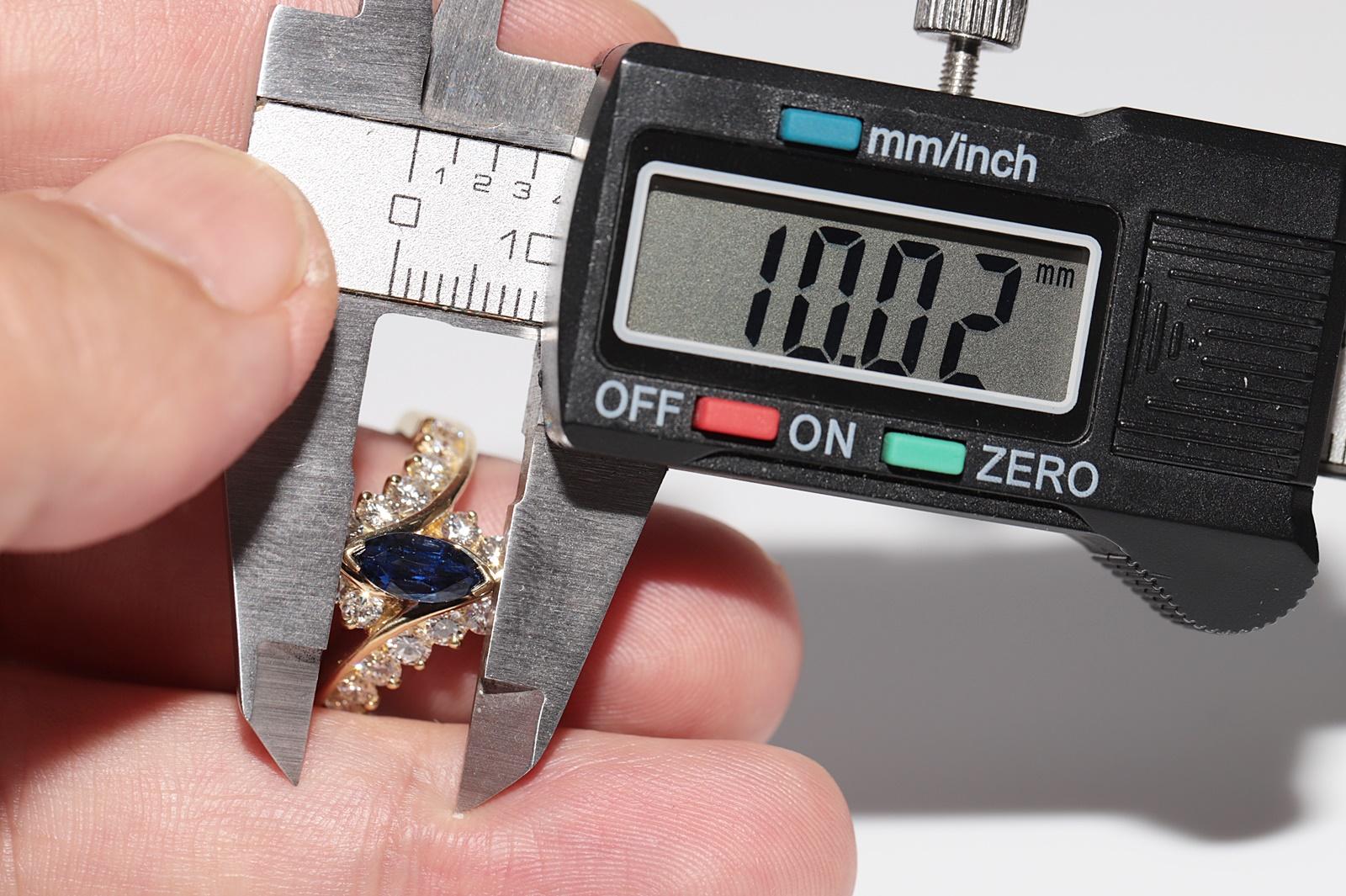 Vintage Circa 1990er Jahre 18k Gold natürlicher Daimond Marquise-Saphir Navette-Ring mit Marquise-Schliff im Angebot 6