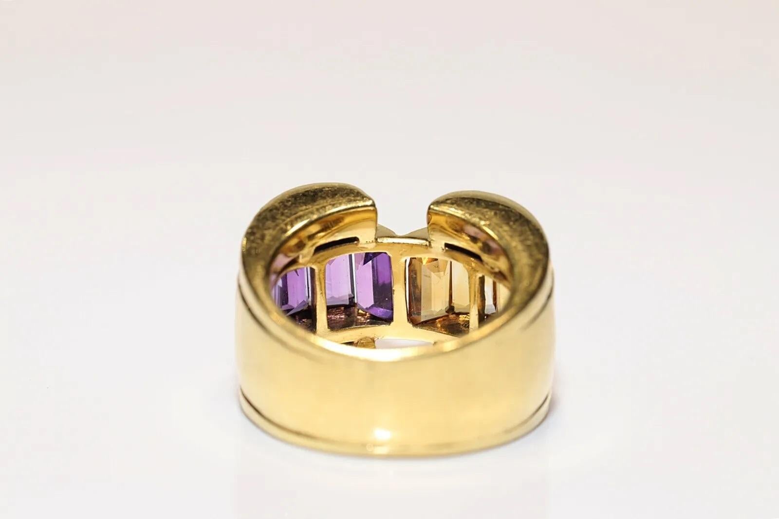 Anillo vintage circa años 90 de oro de 18k con diamantes naturales y amatista y topacio en Bueno estado para la venta en Fatih/İstanbul, 34