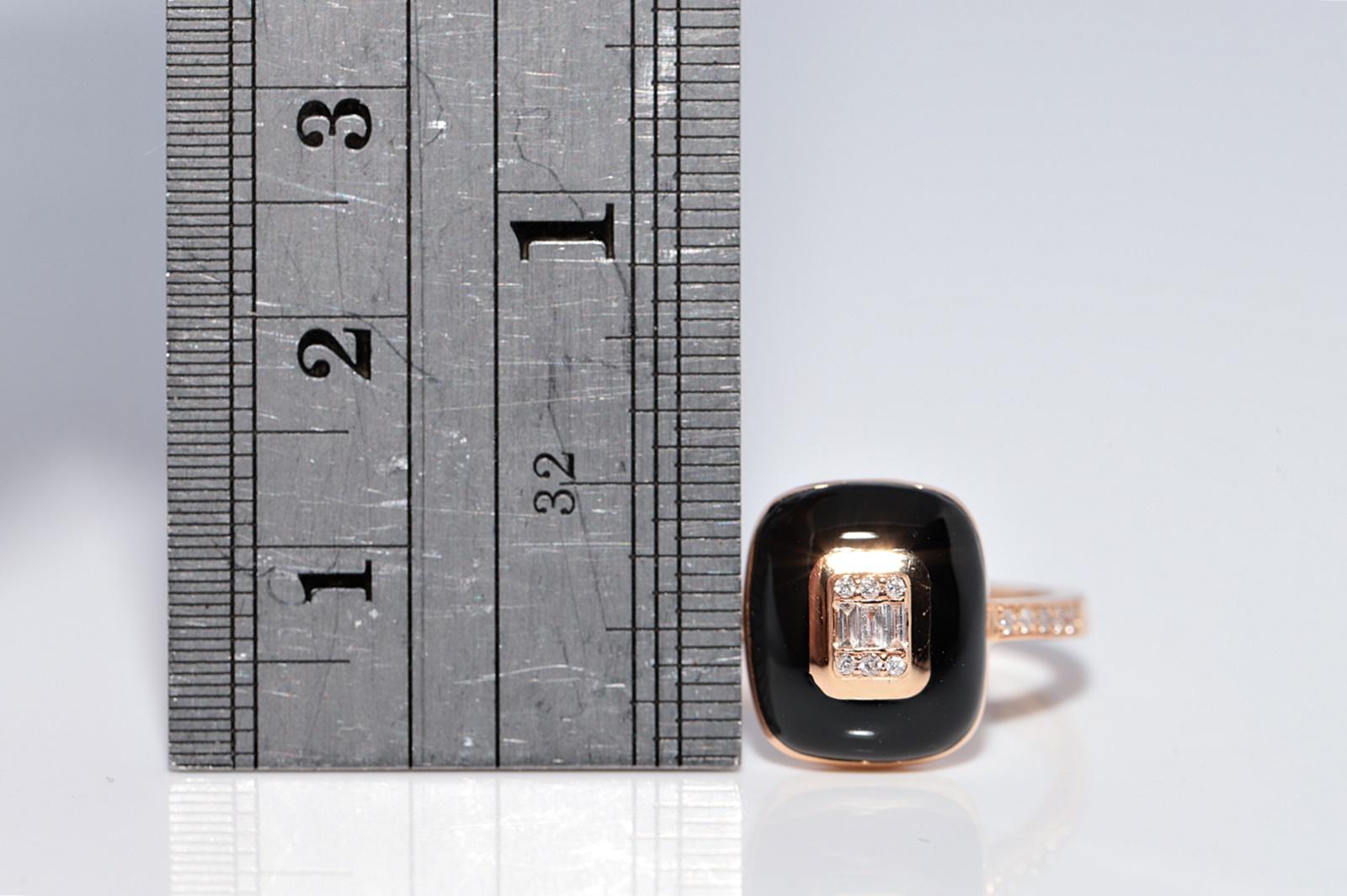 Vintage CIRCA 1990s 18k Gold Natürlicher Diamant und schwarzer Emaille Ring im Angebot 4
