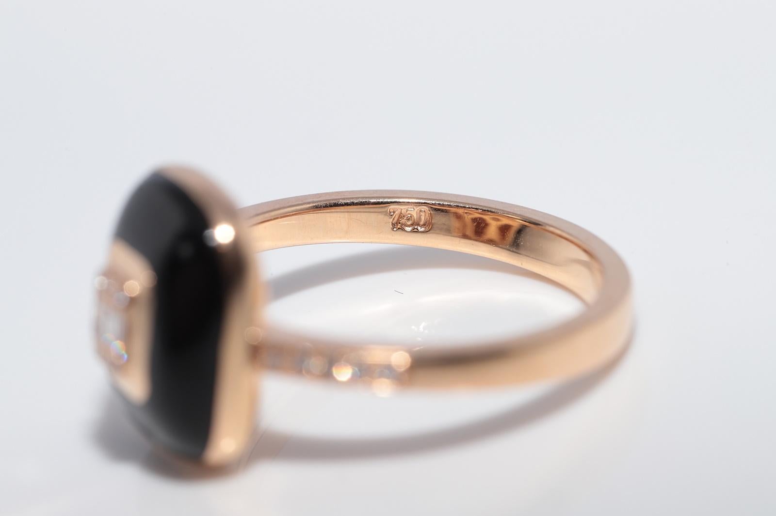 Vintage CIRCA 1990s 18k Gold Natürlicher Diamant und schwarzer Emaille Ring im Angebot 7