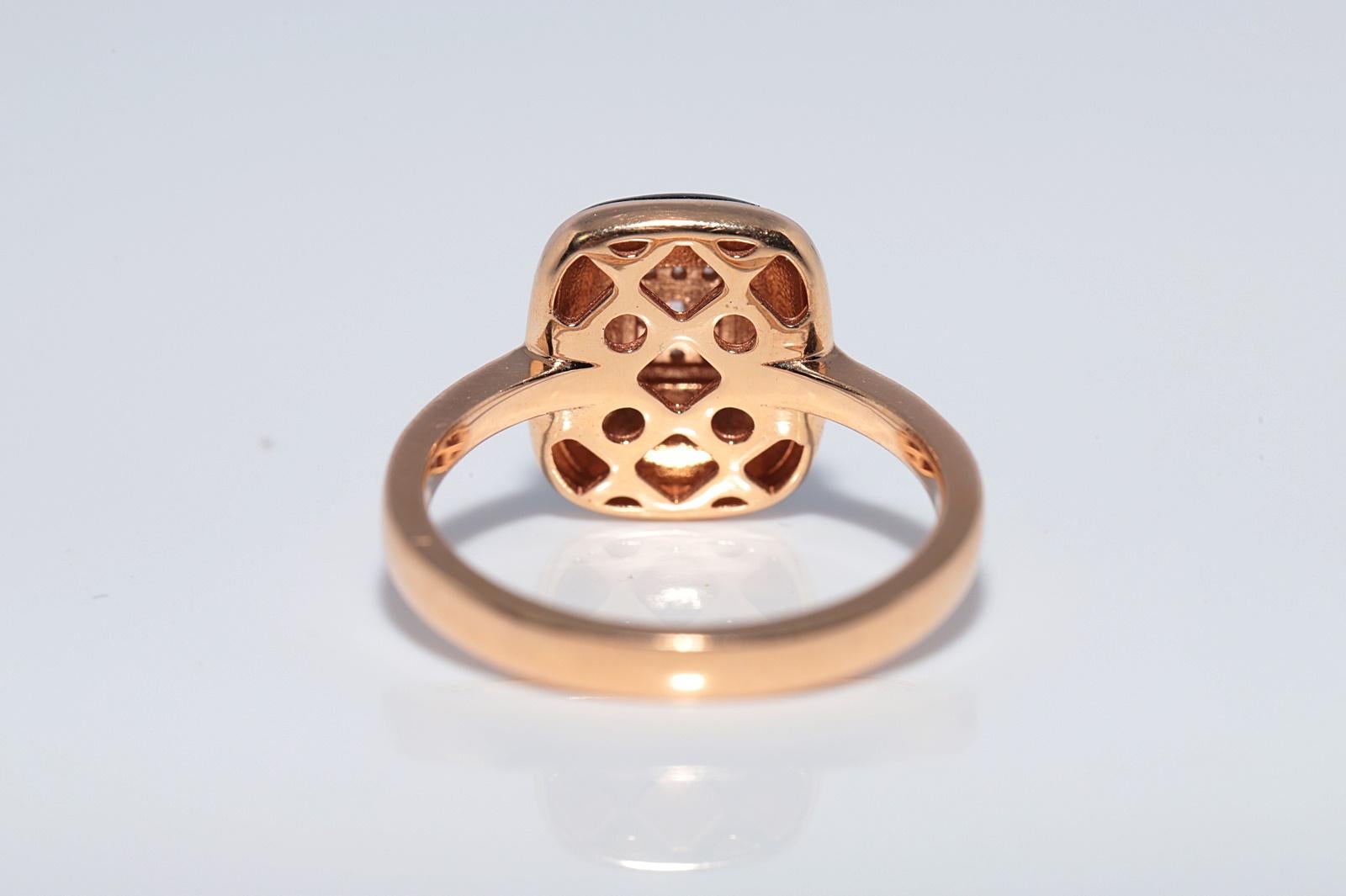 Vintage CIRCA 1990s 18k Gold Natürlicher Diamant und schwarzer Emaille Ring im Angebot 2