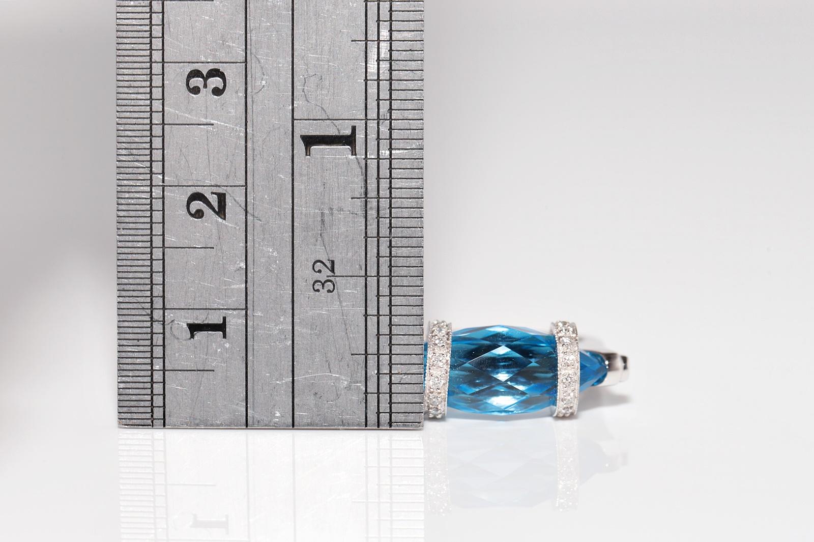 Dekorierter Vintage-Ring aus 18 Karat Gold mit natürlichem Diamant und blauem Topas, ca. 1990er Jahre im Angebot 1