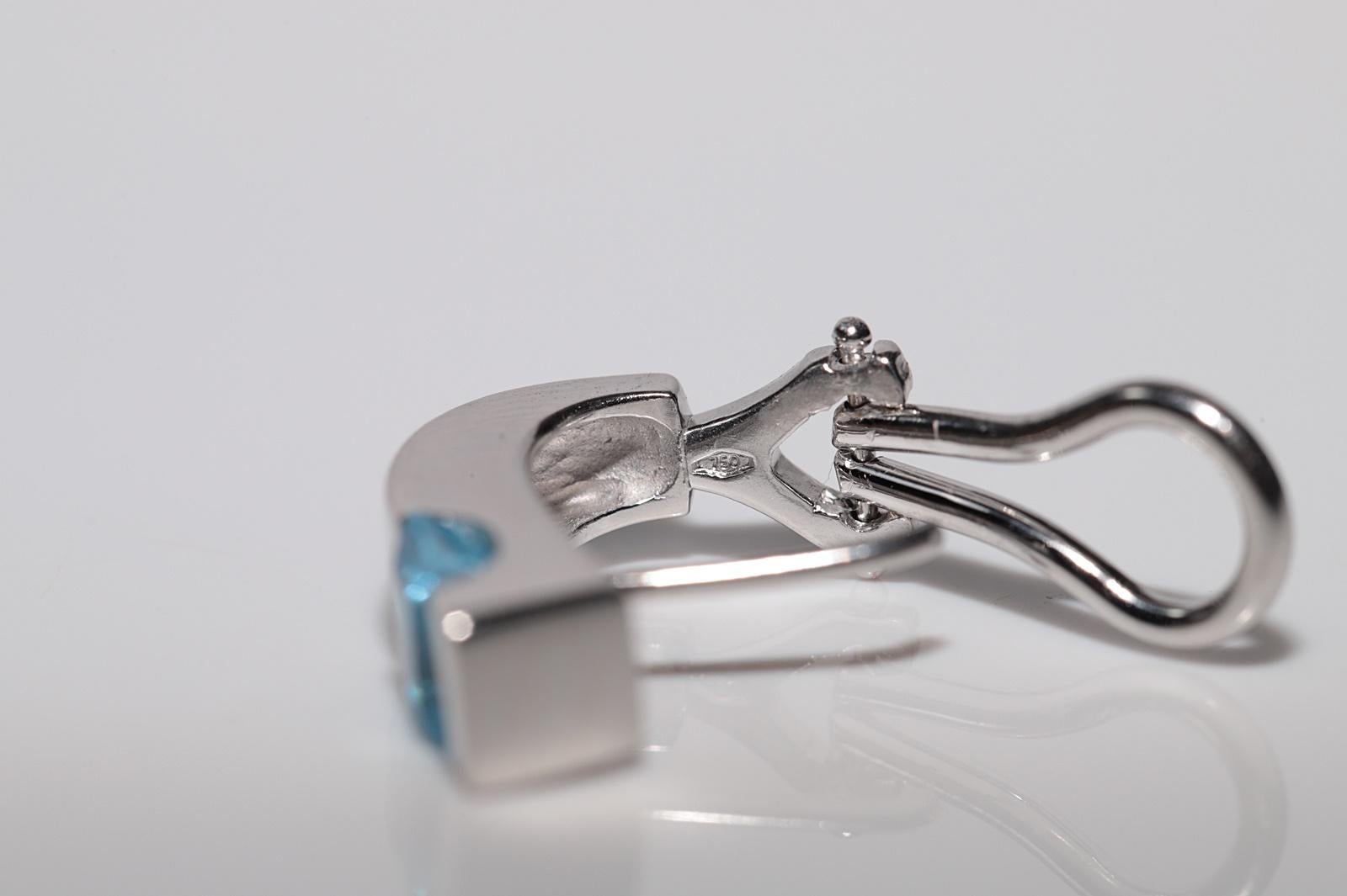 Ohrring aus 18 Karat Gold mit natürlichem Diamant und blauem Topas, Vintage, ca. 1990er Jahre im Angebot 6