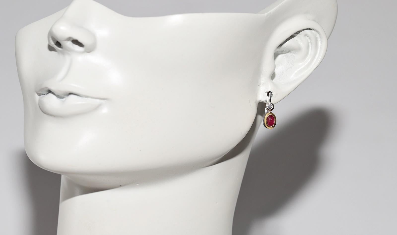 Ohrring, Vintage, ca. 1990er Jahre, 18 Karat Gold, natürlicher Diamant und Rubin im Cabochon-Schliff im Angebot 6