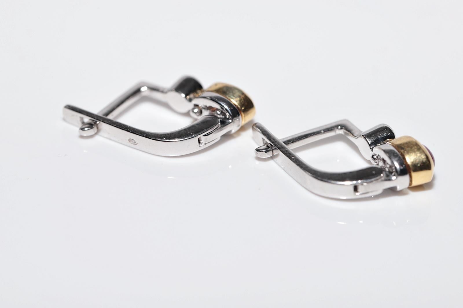 Ohrring, Vintage, ca. 1990er Jahre, 18 Karat Gold, natürlicher Diamant und Rubin im Cabochon-Schliff Damen im Angebot
