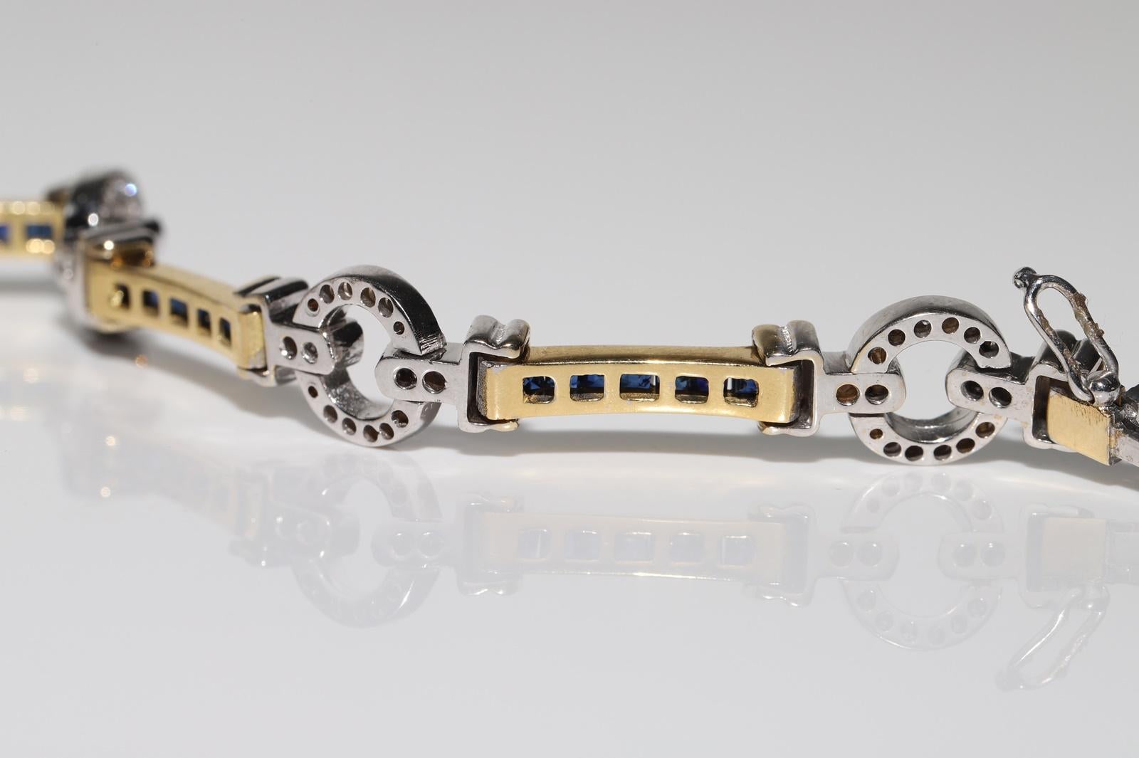 Armband aus 18 Karat Gold mit natürlichen Diamanten und Kaliber-Saphiren, Vintage, ca. 1990er Jahre im Angebot 8