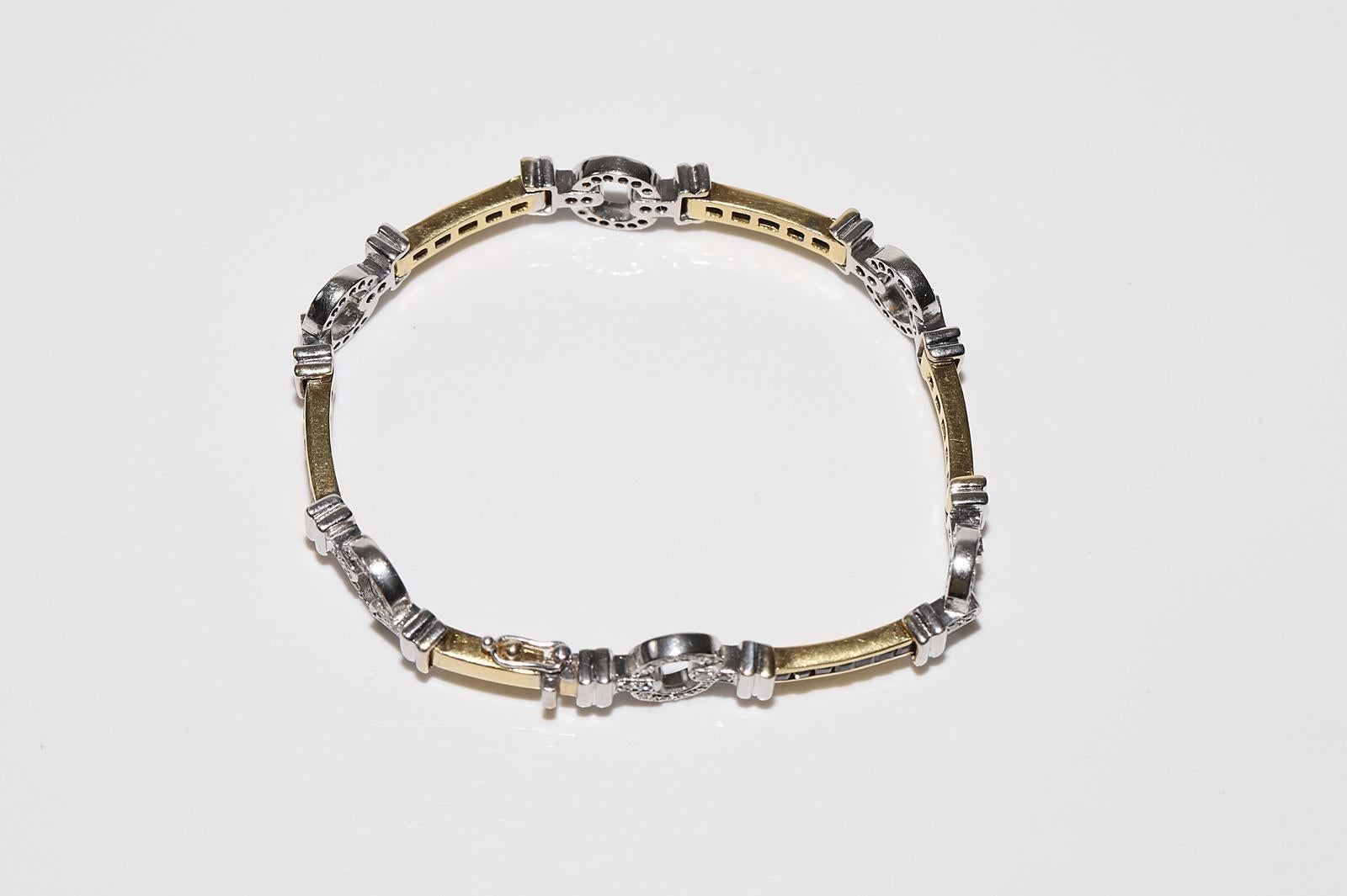 Armband aus 18 Karat Gold mit natürlichen Diamanten und Kaliber-Saphiren, Vintage, ca. 1990er Jahre im Angebot 10