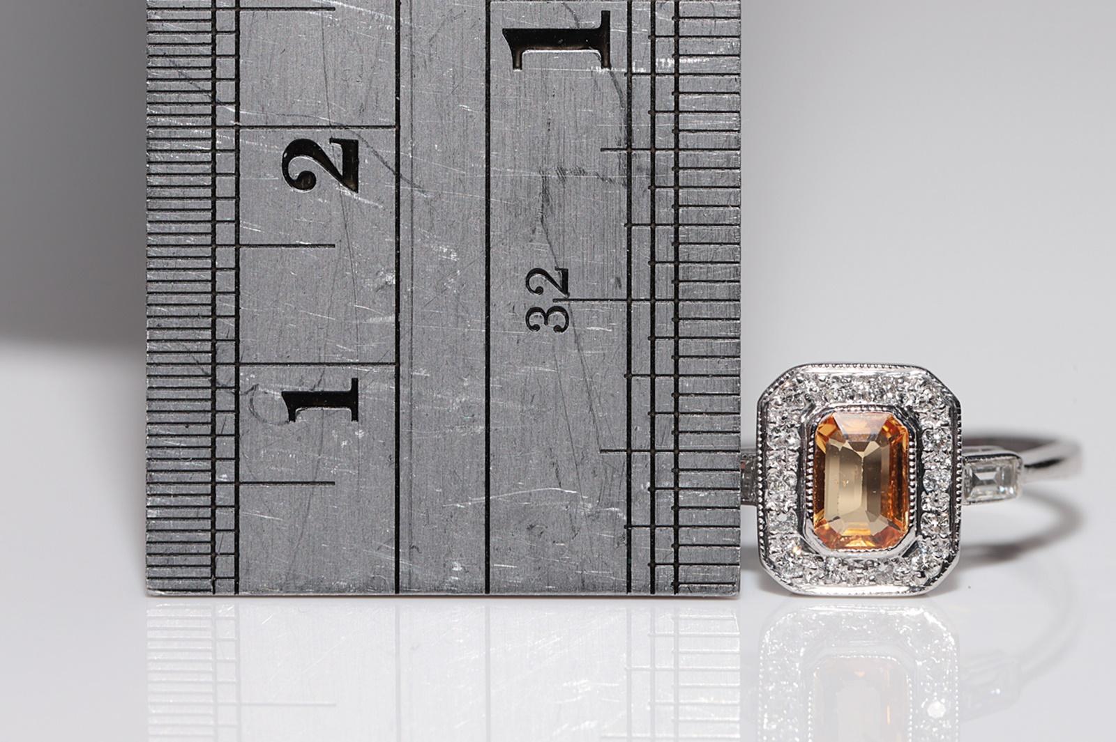 Vintage Circa 1990er Jahre 18k Gold Natürlicher Diamant und Citrin Dekorierter Ring im Angebot 4
