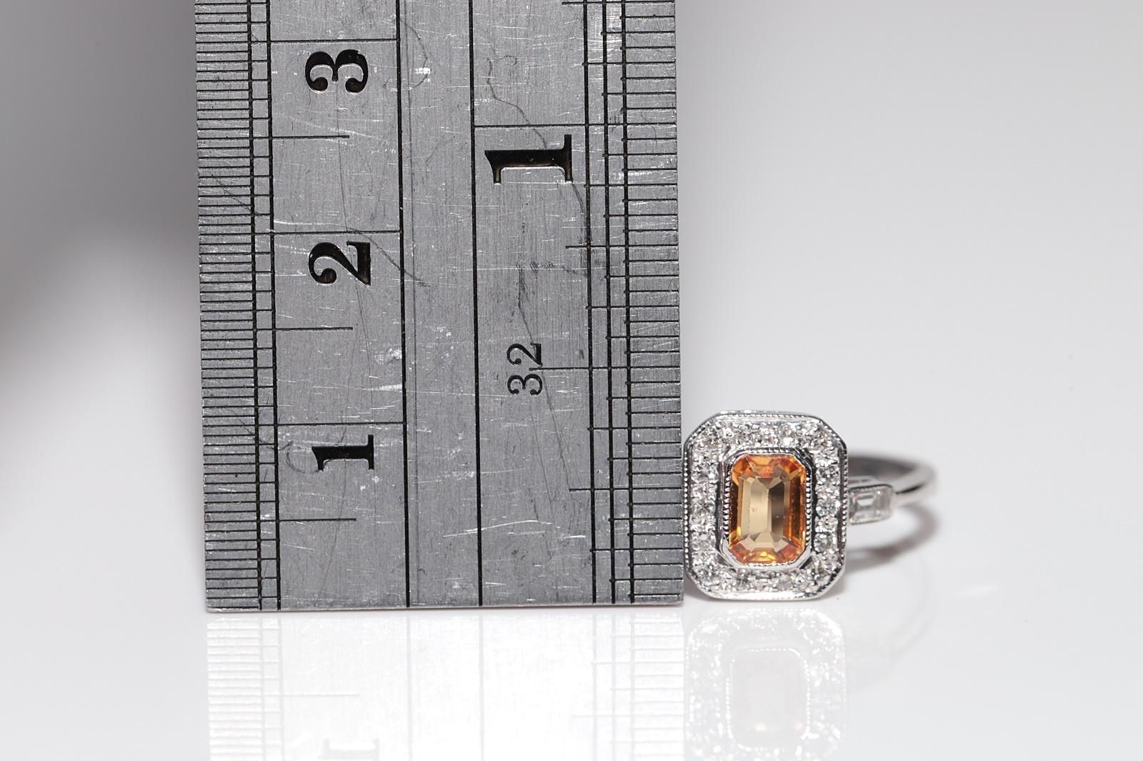 Vintage Circa 1990er Jahre 18k Gold Natürlicher Diamant und Citrin Dekorierter Ring im Angebot 5