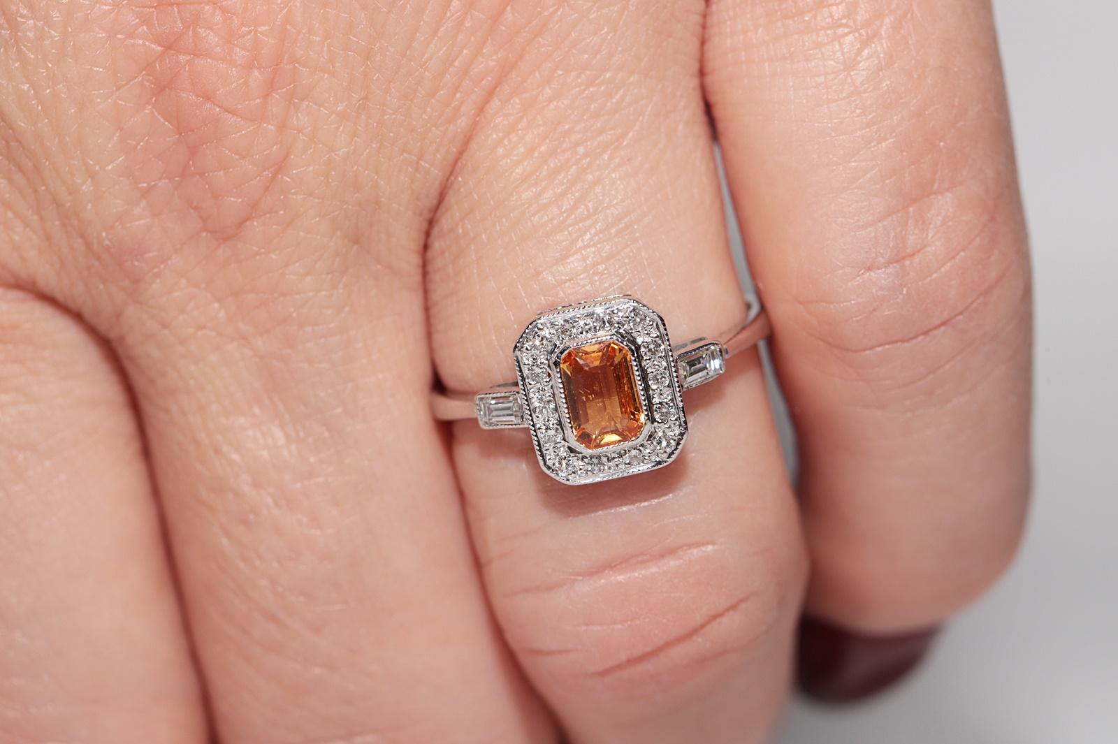 Vintage Circa 1990er Jahre 18k Gold Natürlicher Diamant und Citrin Dekorierter Ring im Angebot 10