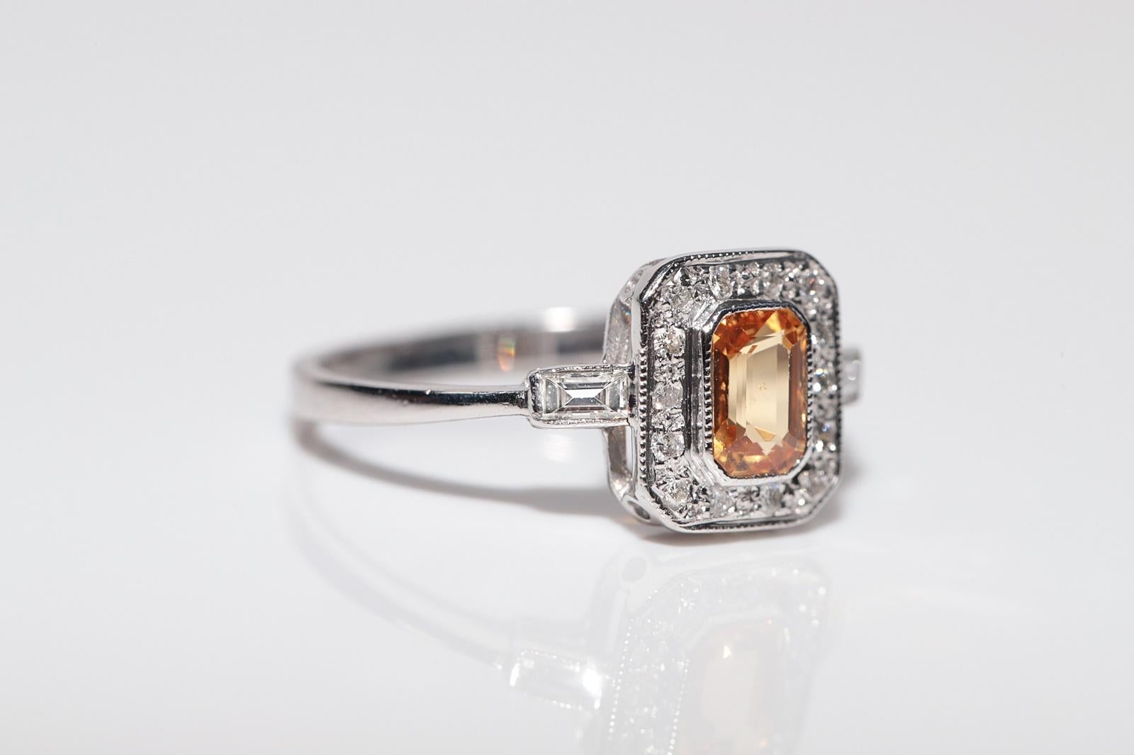 Vintage Circa 1990er Jahre 18k Gold Natürlicher Diamant und Citrin Dekorierter Ring im Zustand „Gut“ im Angebot in Fatih/İstanbul, 34