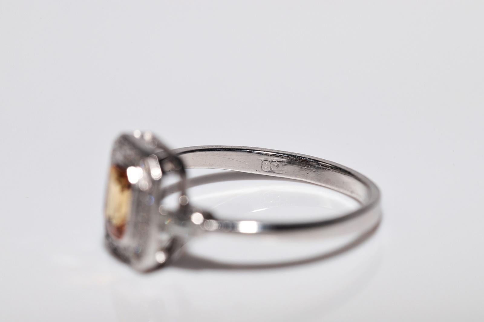 Vintage Circa 1990er Jahre 18k Gold Natürlicher Diamant und Citrin Dekorierter Ring im Angebot 3
