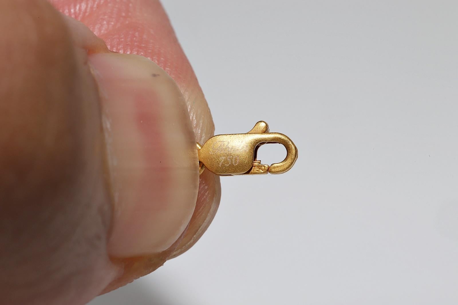 Vintage CIRCA 1990er Jahre 18k Gold Natürlicher Diamant und  Smaragd-Anhänger-Halskette im Angebot 6