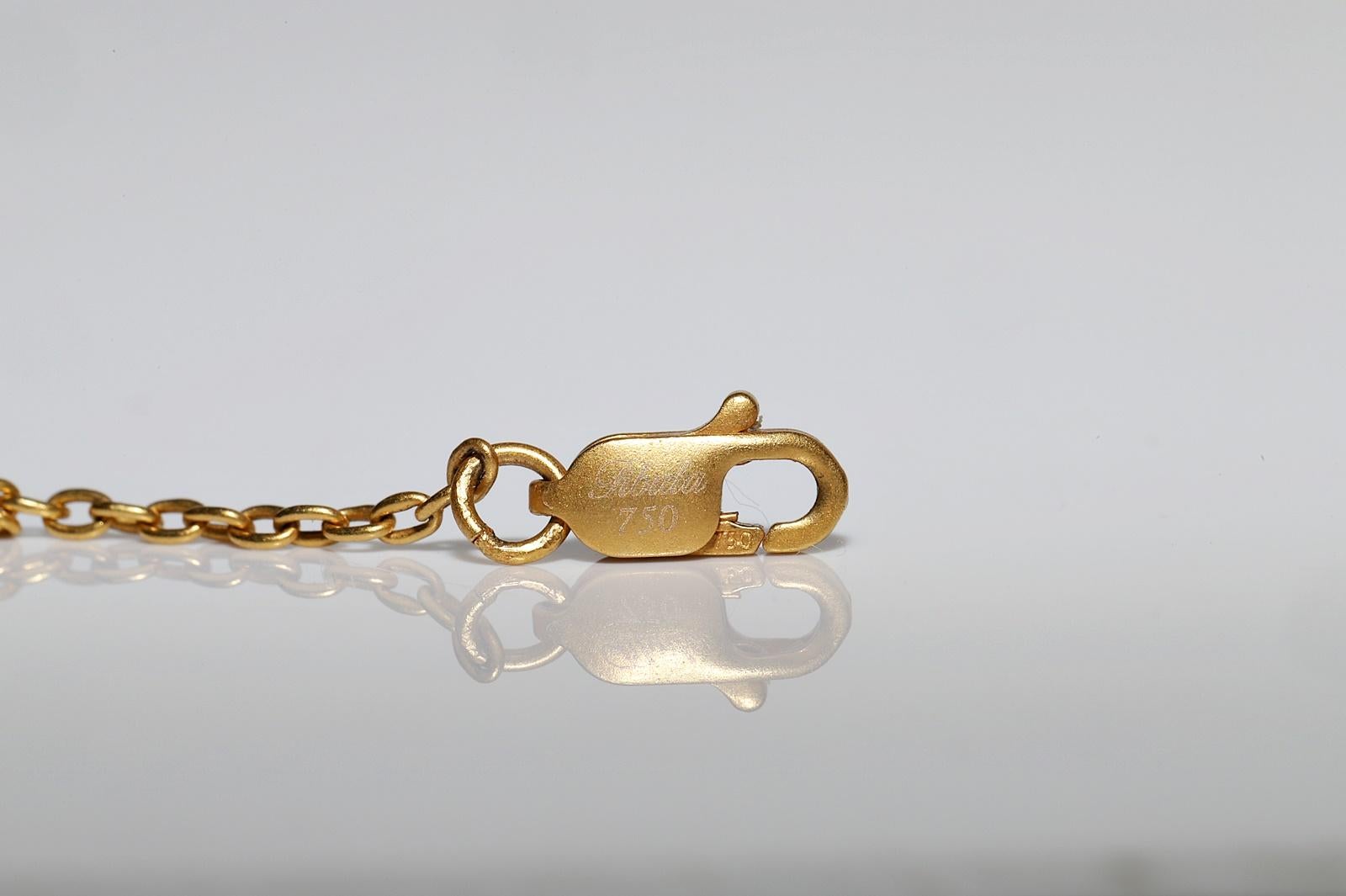 Vintage CIRCA 1990er Jahre 18k Gold Natürlicher Diamant und  Smaragd-Anhänger-Halskette im Angebot 7