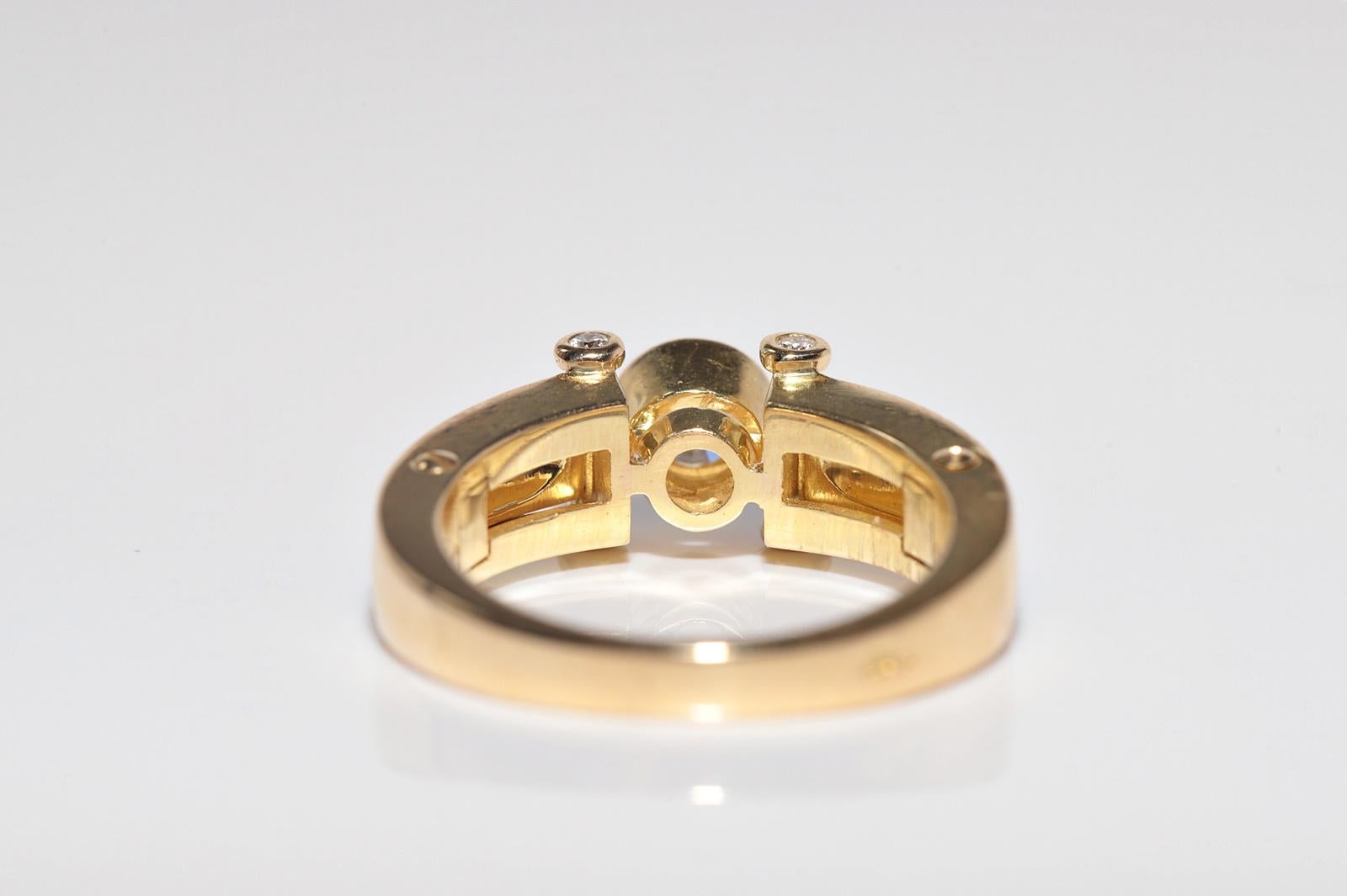 Vintage CIRCA 1990er Jahre 18k Gold natürlichen Diamanten und Emaille dekoriert Solitär-Ring im Angebot 6