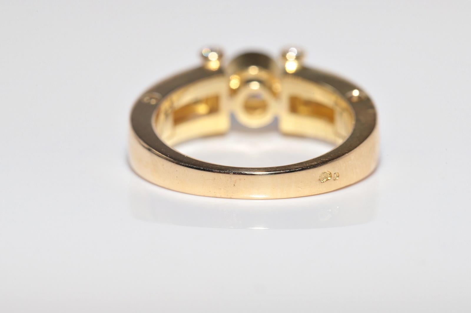 Vintage CIRCA 1990er Jahre 18k Gold natürlichen Diamanten und Emaille dekoriert Solitär-Ring im Angebot 7