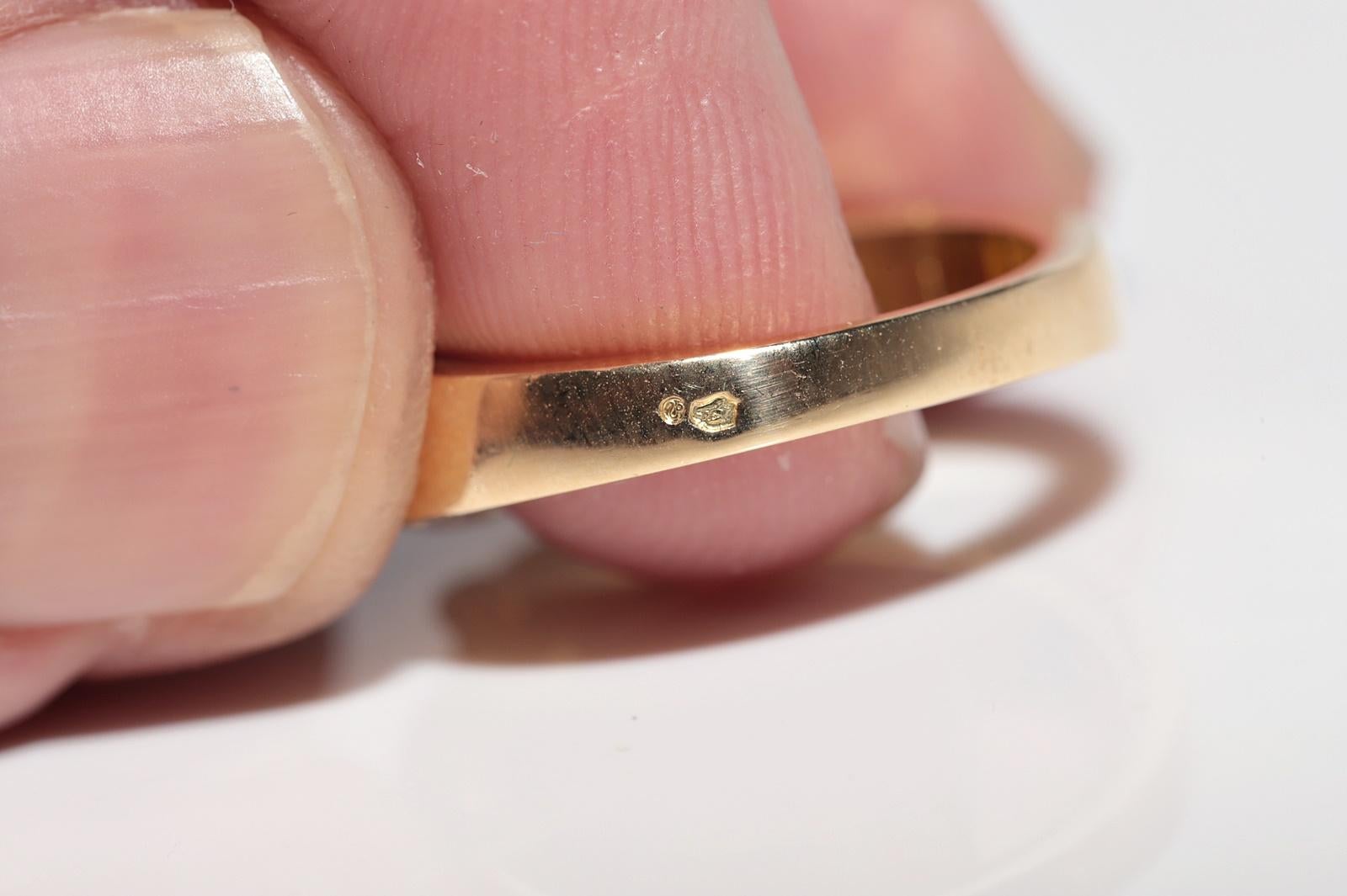 Vintage CIRCA 1990er Jahre 18k Gold natürlichen Diamanten und Emaille dekoriert Solitär-Ring im Angebot 8