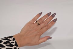 Vintage Circa 1990s 18k Gold Natural Diamond And Enamel Decorated Solitaire Ring