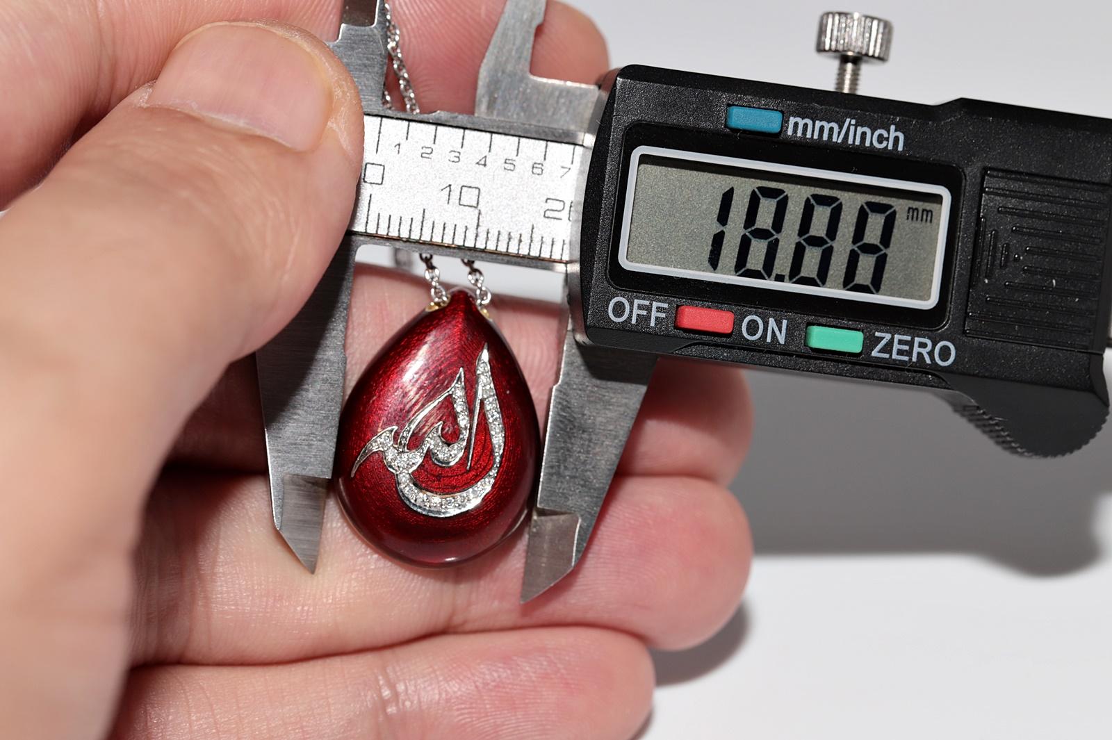 Vintage Circa 1990er Jahre 18k Gold Natürlicher Diamant und Emaille Gott geschriebene Halskette im Angebot 7