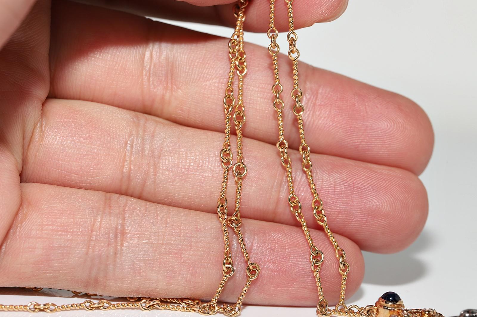 Anker-Halskette aus 18 Karat Gold mit natürlichen Diamanten und Lapislazuli, Vintage, ca. 1990er Jahre  im Angebot 12