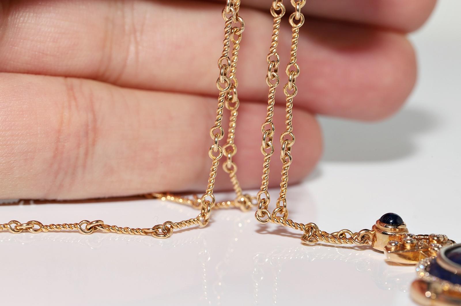 Anker-Halskette aus 18 Karat Gold mit natürlichen Diamanten und Lapislazuli, Vintage, ca. 1990er Jahre  im Angebot 13