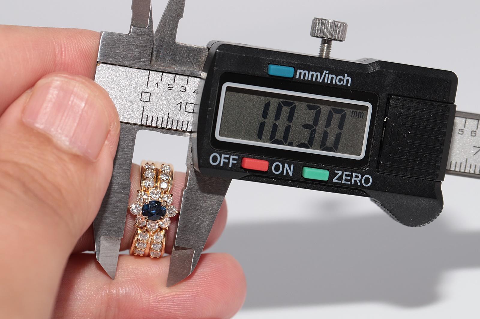 Vintage CIRCA 1990er 18k Gold Natürlicher Diamant und Saphir im Ovalschliff Ring im Angebot 5