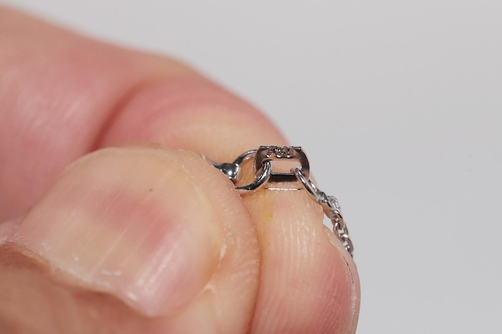 Vintage CIRCA 1990er 18k Gold Natürlicher Diamant und Smaragd im Birnenschliff Halskette im Angebot 7