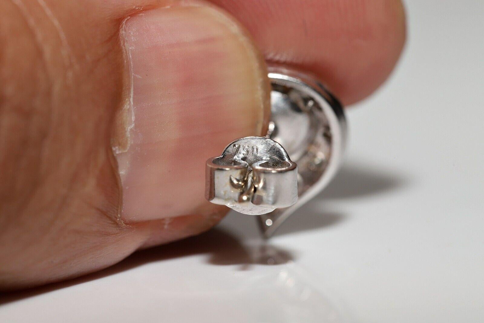 Vintage Circa 1990er Jahre 18k Gold Natürlicher Diamant und Perle Dekorierter Ohrring im Angebot 2