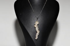 Vintage Circa 1990s 18k Gold Natural Diamond And Pearl Decorated Necklace