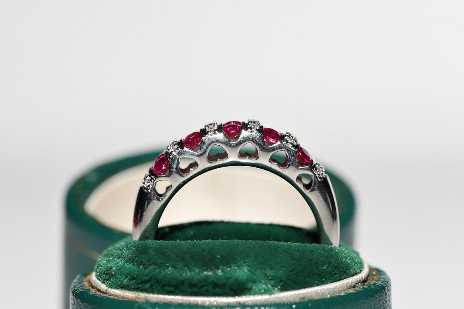 Brilliant Cut Vintage Circa 1990s 18k Gold Natural Diamond And Ruby Decorated Band Ring For Sale