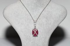 Vintage Circa 1990s 18k Gold Natural Diamond And Ruby Decorated Drop Necklace