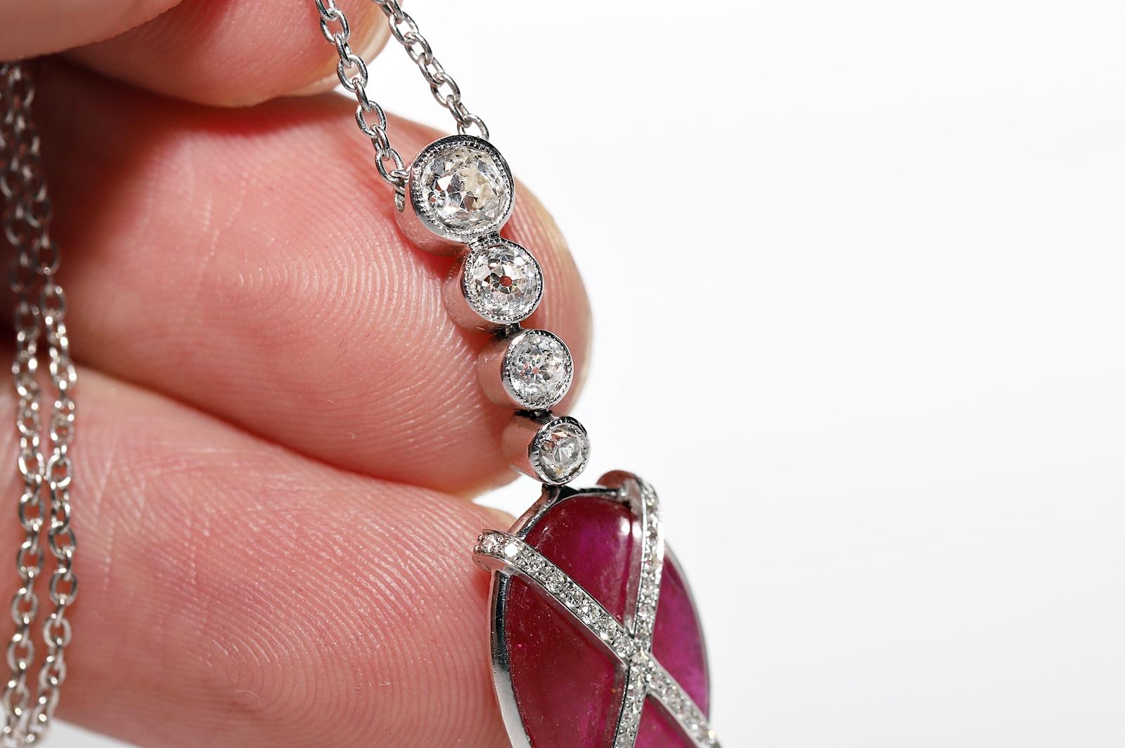 Vintage CIRCA 1990er Jahre 18k Gold natürlichen Diamanten und Rubin dekoriert Tropfen Halskette im Angebot 1