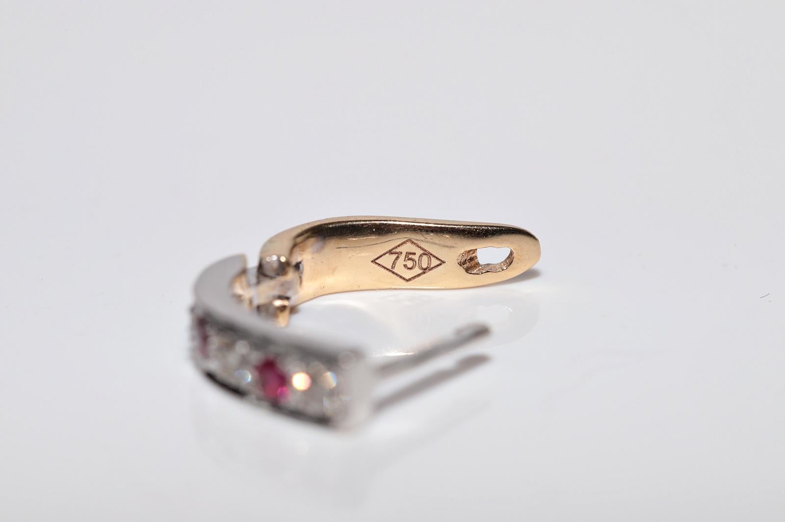 Vintage Circa 1990er Jahre 18k Gold Natürlicher Diamant und Rubin Dekorierter Ohrring im Angebot 4