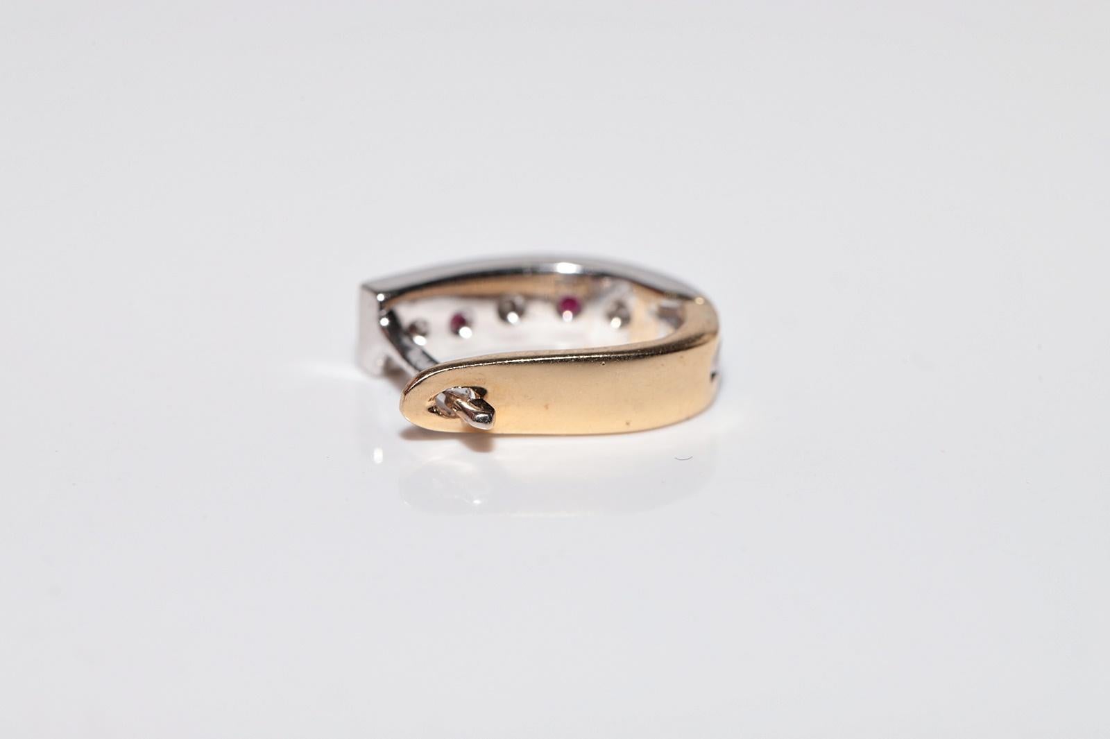 Vintage Circa 1990er Jahre 18k Gold Natürlicher Diamant und Rubin Dekorierter Ohrring im Angebot 2