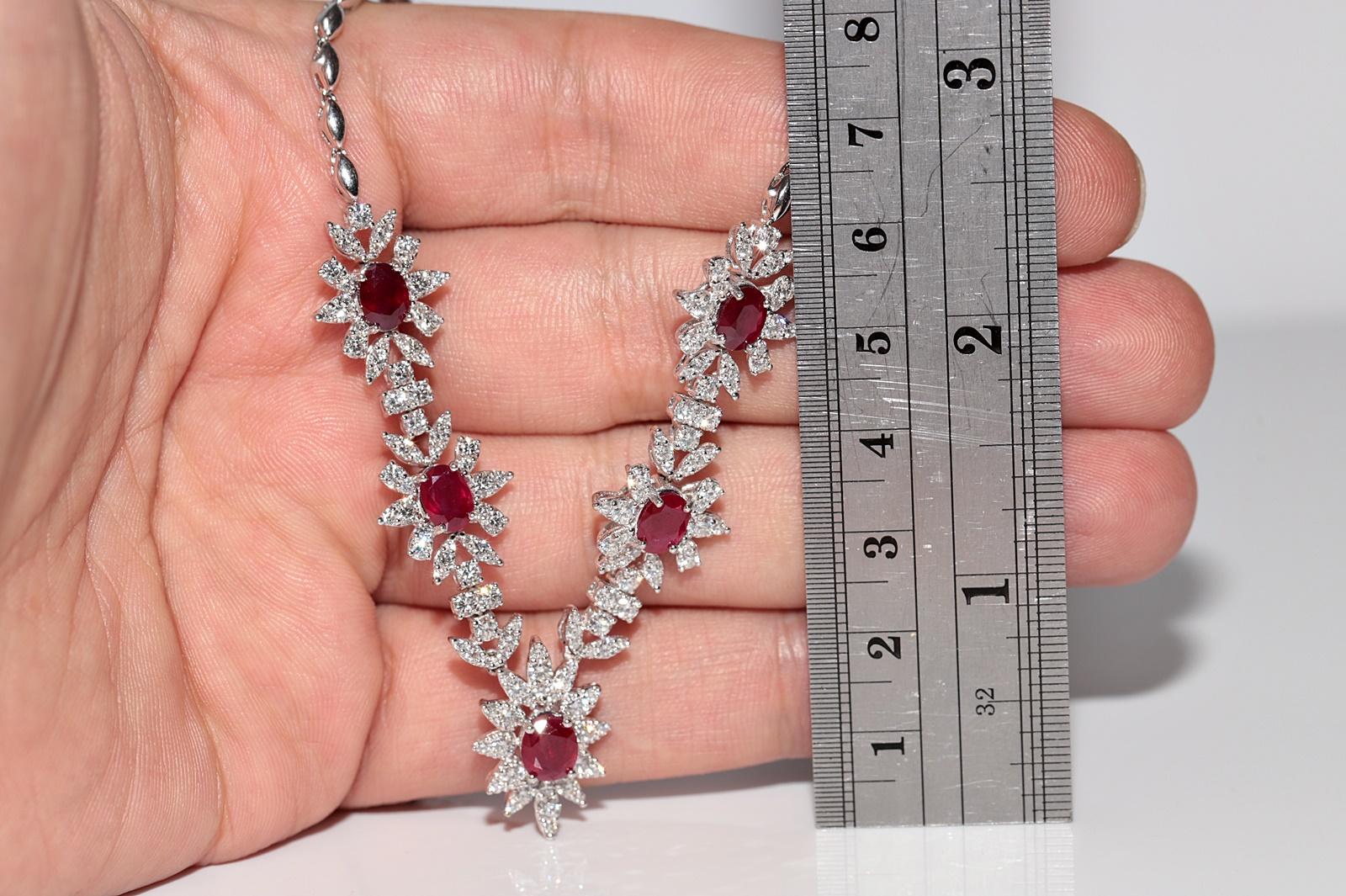 Vintage Circa 1990er Jahre 18k Gold Natürlicher Diamant und Rubin Dekorierte Halskette im Zustand „Gut“ im Angebot in Fatih/İstanbul, 34