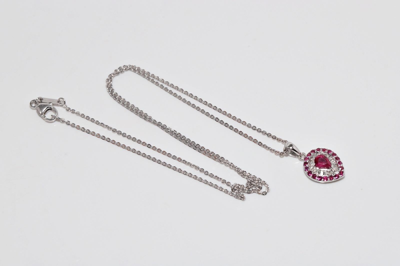 Vintage Circa 1990er Jahre 18k Gold natürlichen Diamanten und Rubin dekoriert Anhänger Halskette im Angebot 10