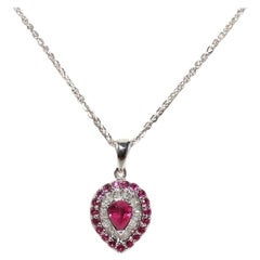 Vintage Circa 1990s 18k Gold Natural Diamond And Ruby Decorated Pendant Necklace