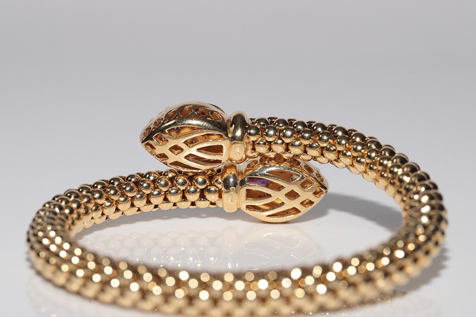 Vintage Circa 1990er Jahre 18k Gold natürlicher Diamant und Rubin verziertes Schlangenarmband im Angebot 6