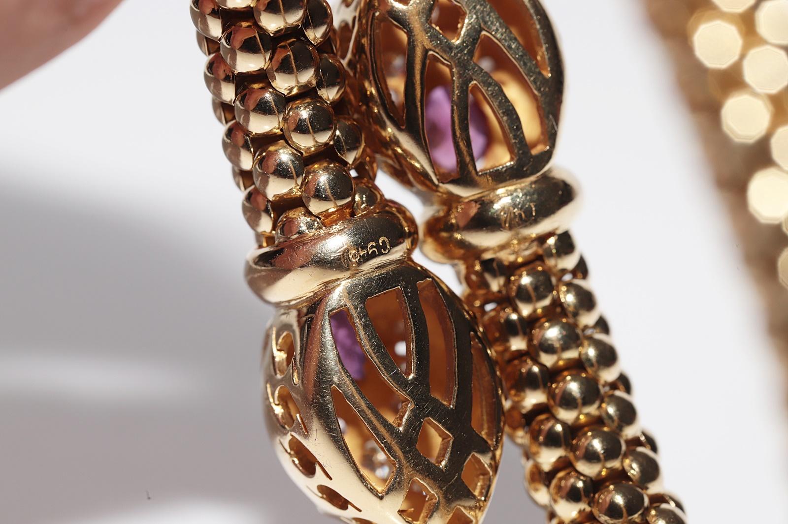 Vintage Circa 1990er Jahre 18k Gold natürlicher Diamant und Rubin verziertes Schlangenarmband im Angebot 7