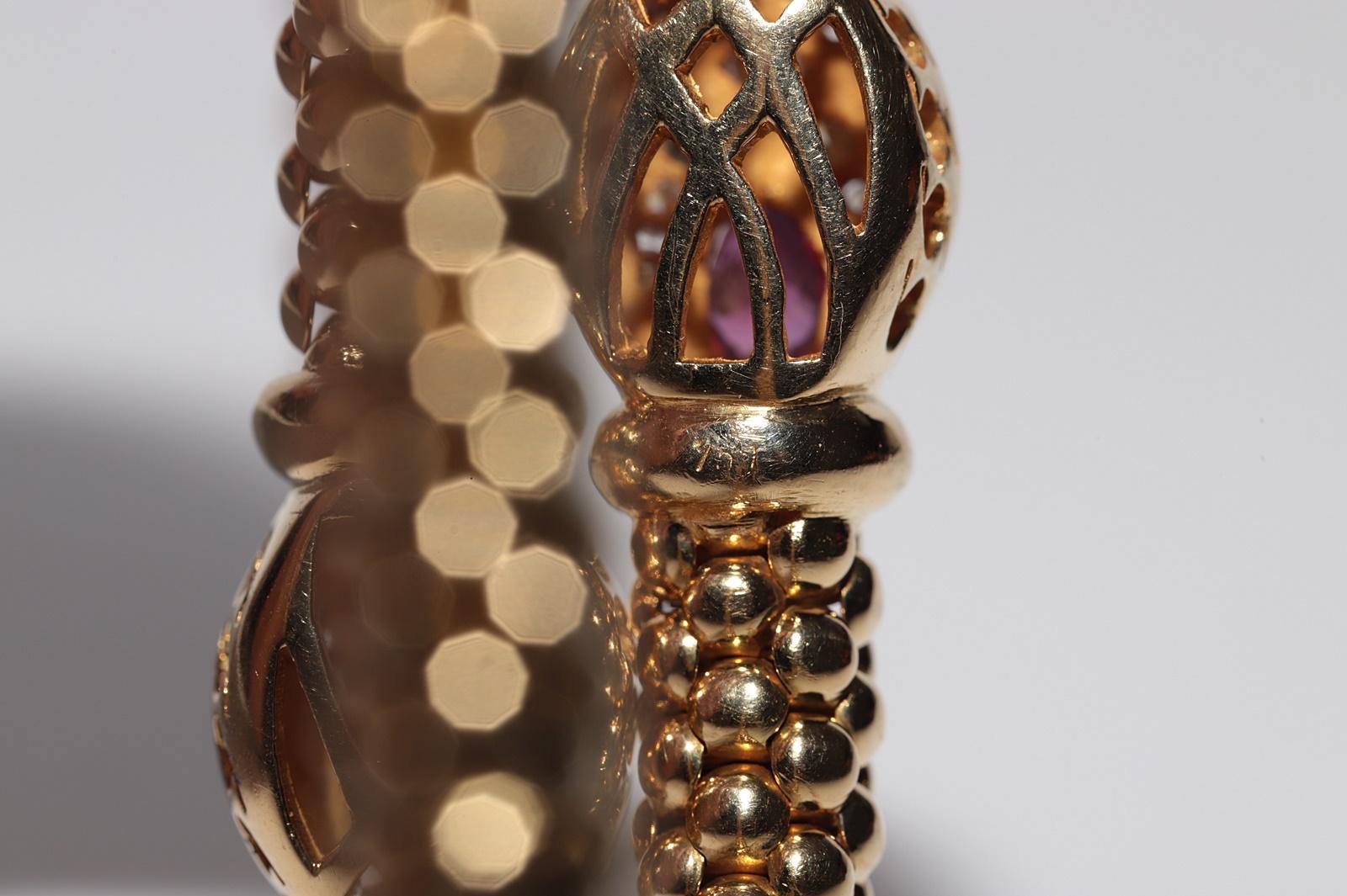Vintage Circa 1990er Jahre 18k Gold natürlicher Diamant und Rubin verziertes Schlangenarmband im Angebot 8