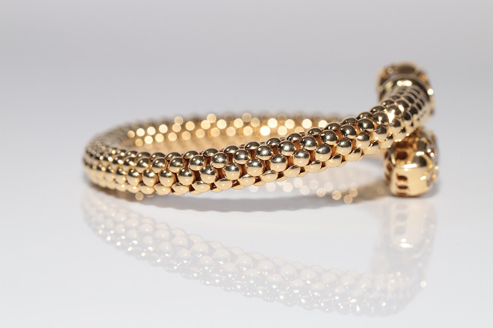 Vintage Circa 1990er Jahre 18k Gold natürlicher Diamant und Rubin verziertes Schlangenarmband im Angebot 3